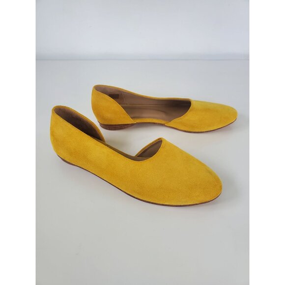 Tony Blanco Anthropologie Mustard Yellow Flats Size 40 US 9.5 - 10 Suede Shoes - Picture 2 of 15